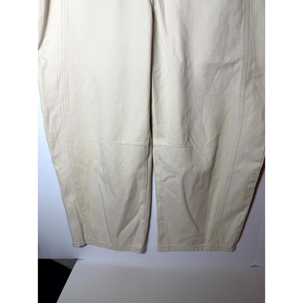PTCL Cove Low Loose Jeans Womens 29 Beige Denim Cotton High Rise Barrel Leg - Picture 6 of 13